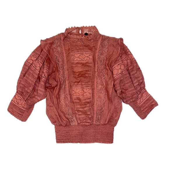 Free People pink lace bohemian top - Picture 1 of 3